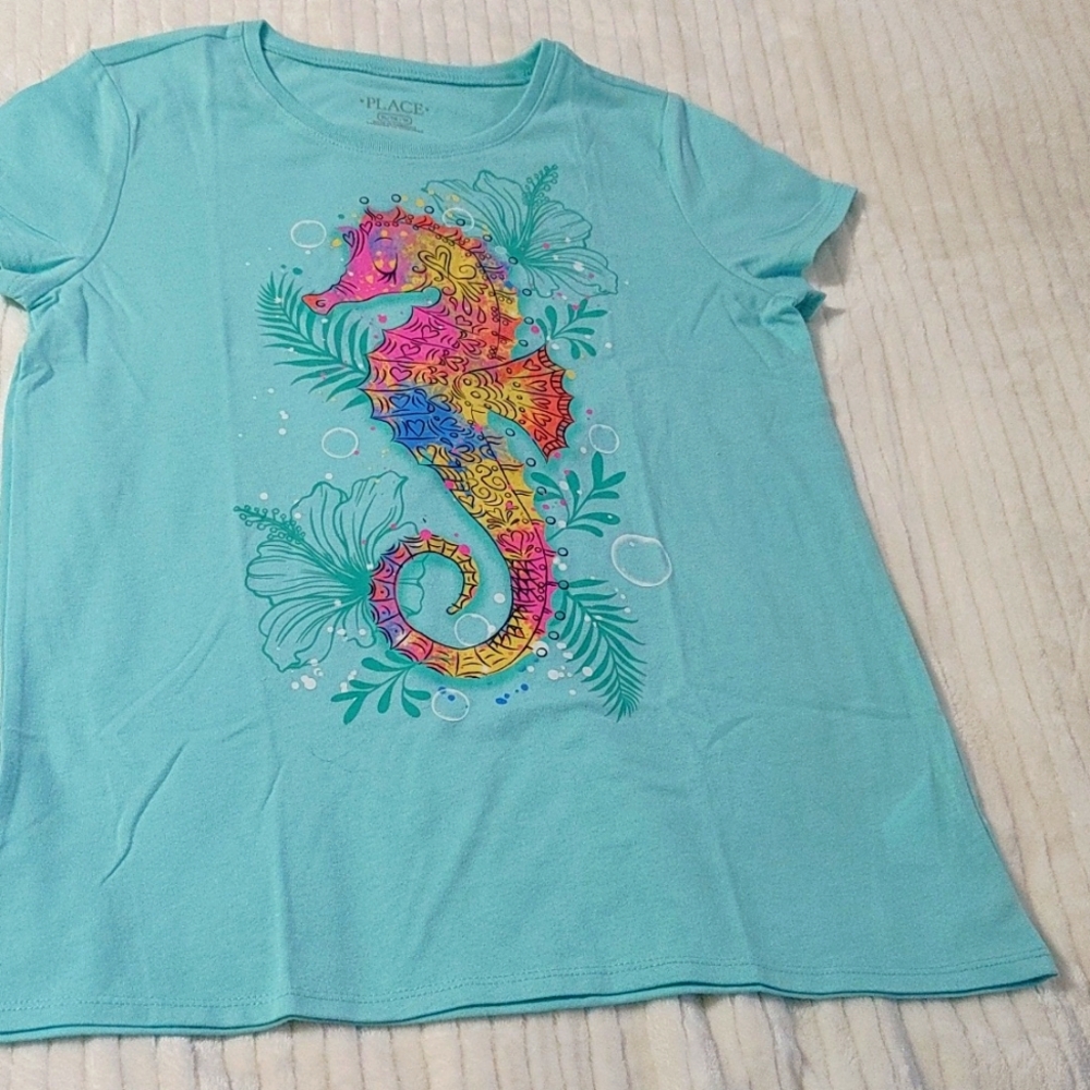 Seahorse it's time for teal! Children's Place t-shirt size XL/TG.14 NWOT.